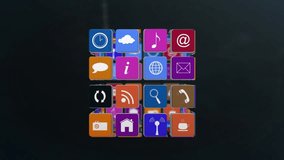 Animation of data processing and cube with icons over binary coding. Global data processing and digital interface concept digitally generated video. - Powered by Shutterstock - Get 15% off with code: PIKWIZARD15