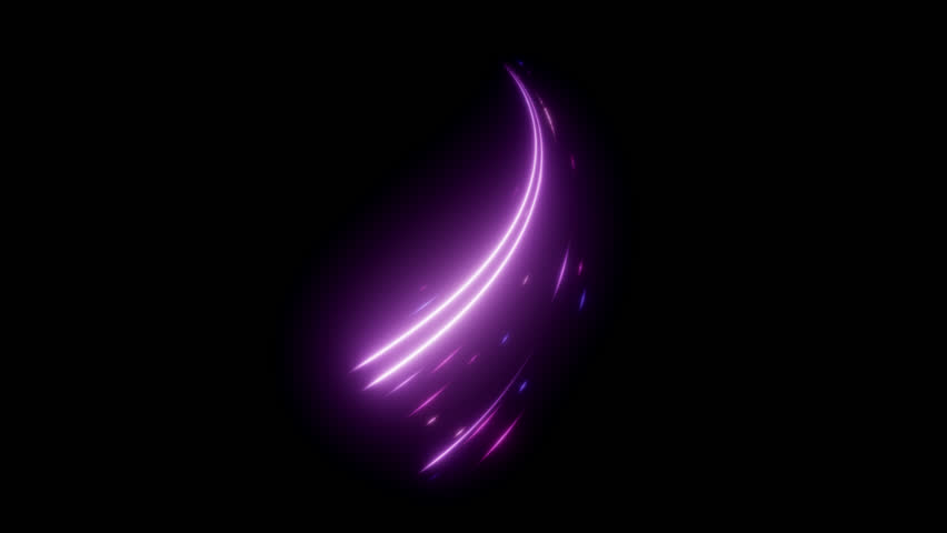 Sparse and shimmering violet purple neon lines moving in a minimalist vortex flow in 4K Transparent Overlay Alpha Channel.