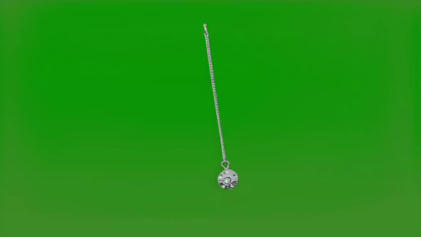 Silver Pendant Necklace Hanging and Swinging on Green Screen Seamless Looping 4K Video Background