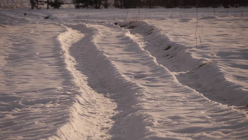 Country road in winter in the field