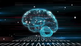 Animation of data processing over digital brain. global technology, data processing and digital interface concept digitally generated video. - Powered by Shutterstock - Get 15% off with code: PIKWIZARD15