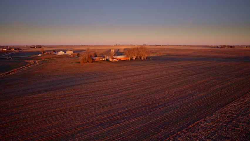 High-altitude aerial of expansive farmland in central Illinois