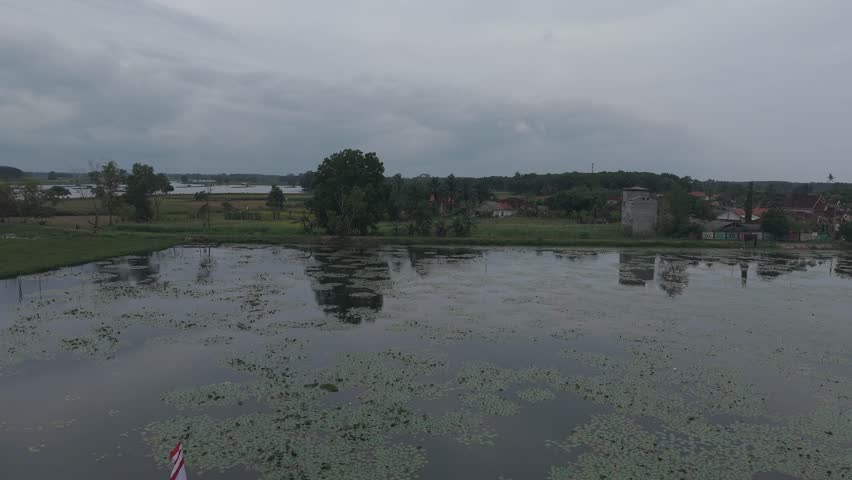 A serene landscape with a body of water and trees