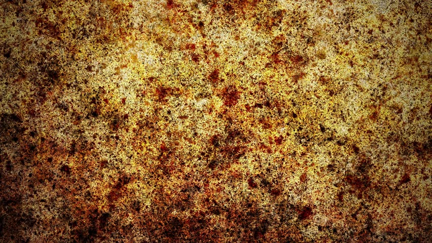 Grunge rusty metal texture animation, weathered industrial surface, loopable animation with warm gold and brown tones