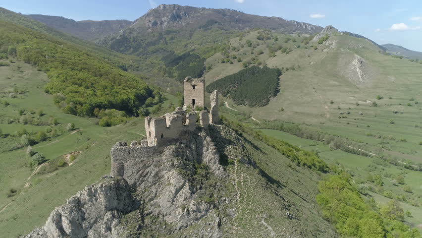 Bautiful Shot. Old Fortress On The Rock. Medieval Building