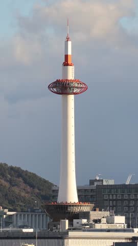 Timelapse of the Nidec Kyoto Tower during January winter in Japan.