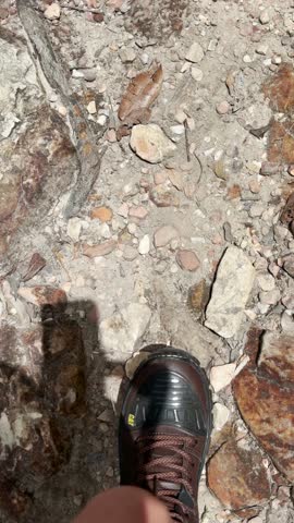 Walking on dirt trails, hiking, body movement, adventure.