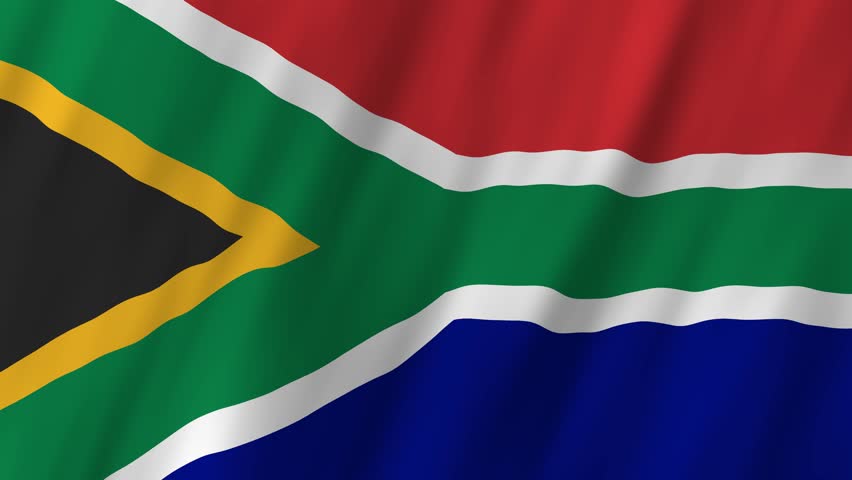 South Africa Flag Waving on Wind, Realistic 4K Background Animation