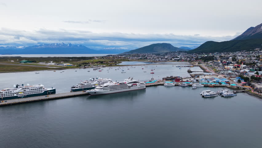 Aerial Shot Of The Port Of Ushuaia In Argentina