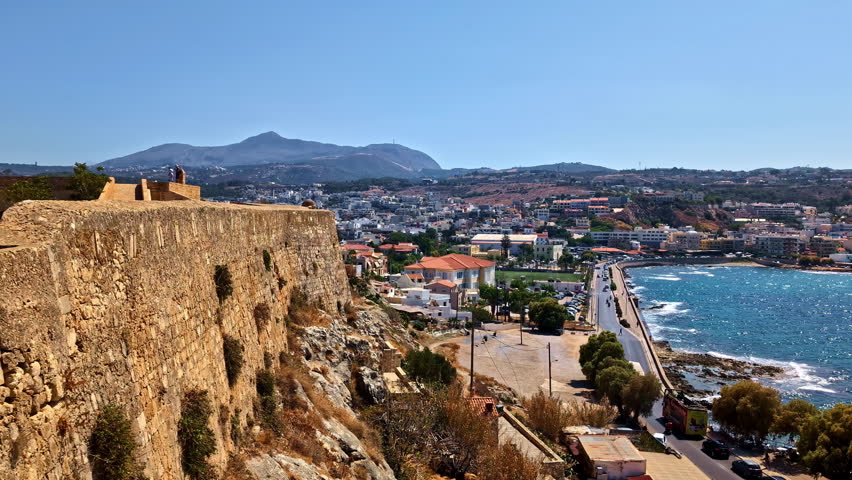 City of Rethymno island of Crete, Greece Venetian Fortezza castle panoramic view