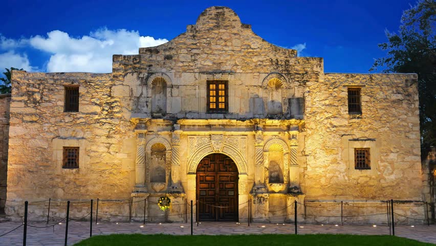 Historic Front View of The Alamo Mission under a Clear Sky, San Antonio, Texas, USA
Alamo, San Antonio, Texas, USA, mission, historic, history, landmark, battle, fortress, stone, architecture, tourism, travel, heritage, memorial, 1836, revolution, destination, sightseeing, chapel, exterior, facade, iconic, southwest, American, veteran, museum, monument, cultural, brickwork, sunny, sky, clouds, park, masonry, antique, classical, legendary, heroes, Crockett, Bowie, Travis, siege, Texan, independence, archaeological, vacation, famous, site.