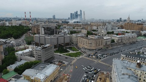 Aerial View of Zubovsky Boulevard and Garden Ring Intersection in Moscow