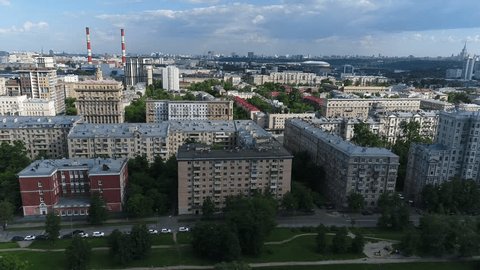 Aerial Drive Along Kutuzovsky Prospekt in Moscow