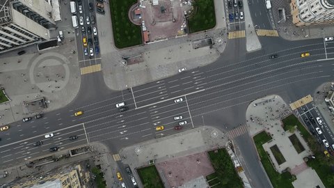 Aerial View of Pushkin Square Overlooking Tverskaya Street in Moscow