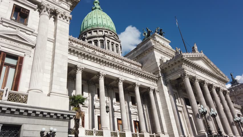 Low Angle Establishing National Congress Buenos Aires Argentina Government site