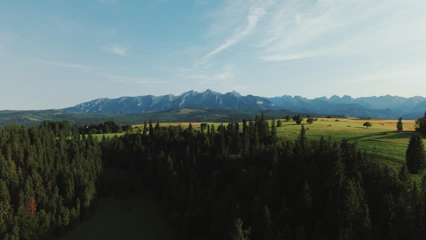 Aerial Drone View of Tatra Mountains in Summer on Sunny Day
