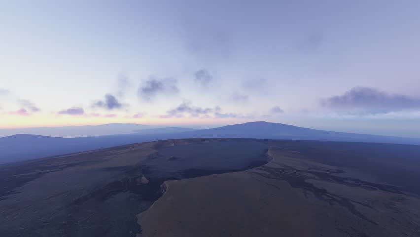 3D - Circular aerial drone view at sunrise of Mauna Loa Volcano Big Island Hawaii. United States
