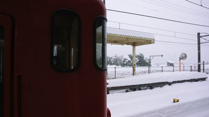 Snow covered Station and Roads, Kinosaki Onsen Japan Rail Station, Hyogo