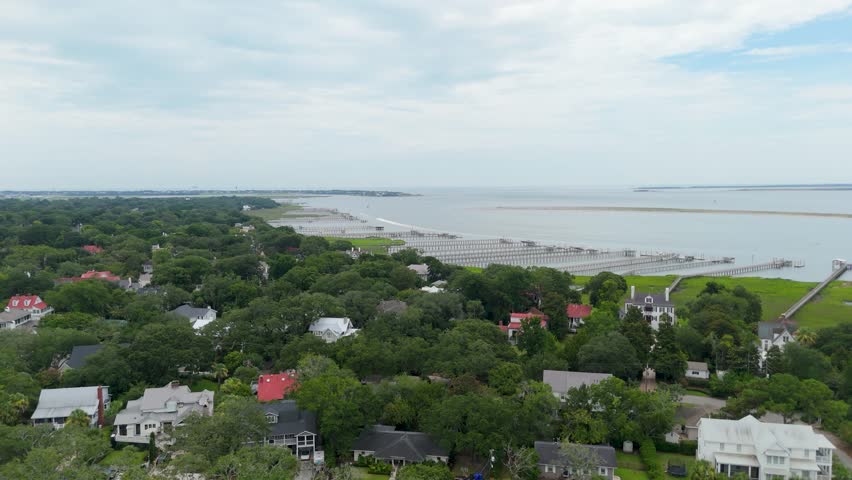 Drone shot of Mt Pleasant, SC.