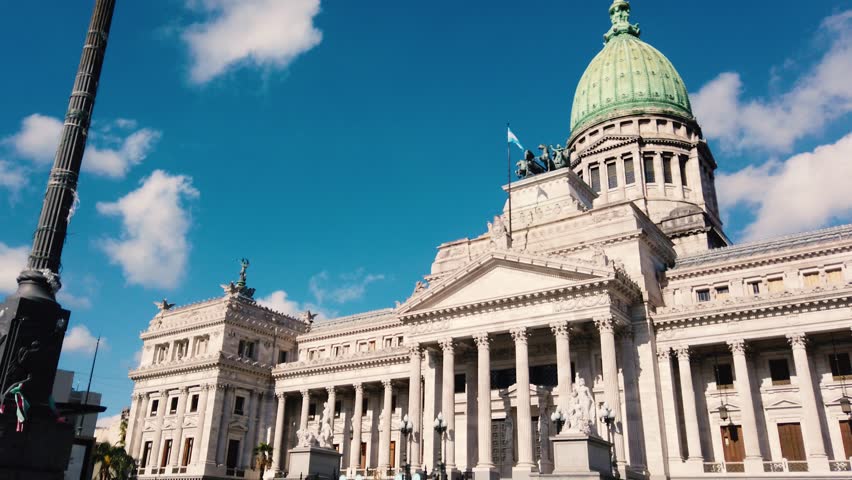Establishing view at National Congress of Argentina neoclassical architecture in Buenos Aires city