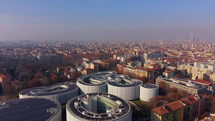 Aerial Shot of Contemporary Urban University Campus in Milan