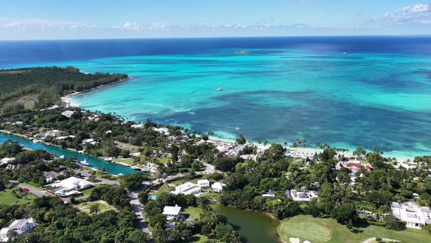 Bahamas Skyline At Nassau In New Providence Bahamas. Stunning Cityscape. Beach Landscape. Highrise Buildings. Bahamas Skyline In Nassau In New Providence Bahamas. Caribbean Background.