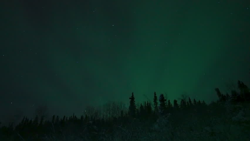 Real-time footage of aurora borealis northern lights in Fairbanks, Alaska USA