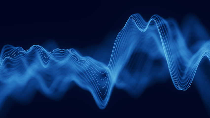 Audio blue waveform digital motion loop background. Abstract music waves equalizer. Futuristic sound wave visualization. AI synthetic voice technology. Tune print. Distorted frequencies.