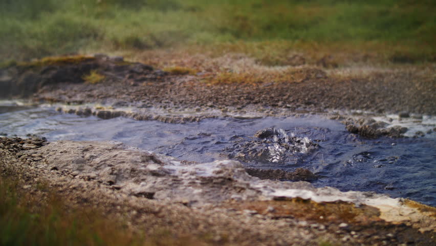 Small Geyser Erupting in Iceland Geothermal Area
