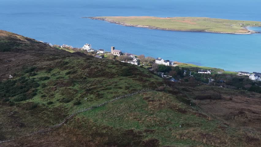 Aerial view of Portnoo in County Donegal, Ireland.