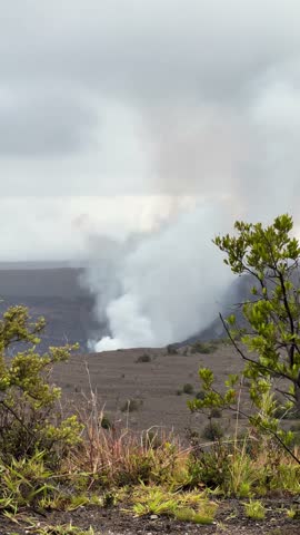 Smoke rises from Halemaumau Crater at Hawaii Volcanoes National Park