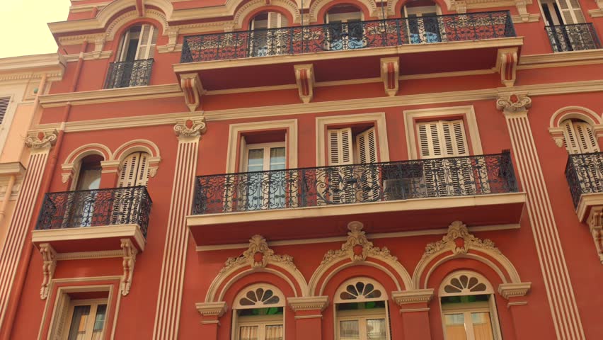 Beautiful Old Architecture In The Old City Center Of Monaco. - low angle shot