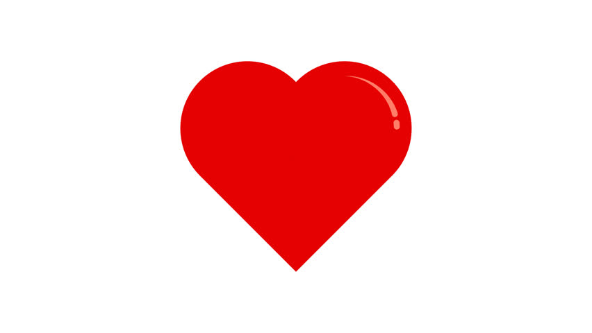 Broken heart icon animation. Simple red heart icon on a white background, symbolizing love and affection.