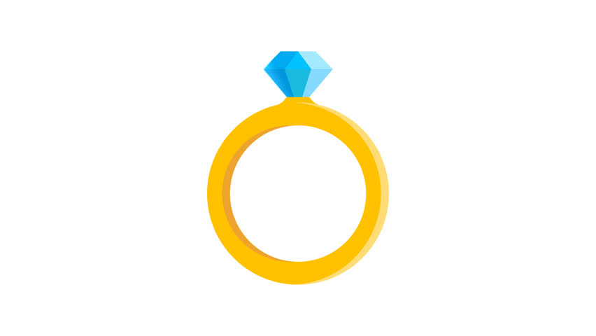 Ring icon animation. Digital illustration of a diamond ring with a blue gemstone on a white background.