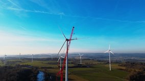 Aerial panorama of wind farm construction over rural countryside in Germany - Powered by Shutterstock - Get 15% off with code: PIKWIZARD15