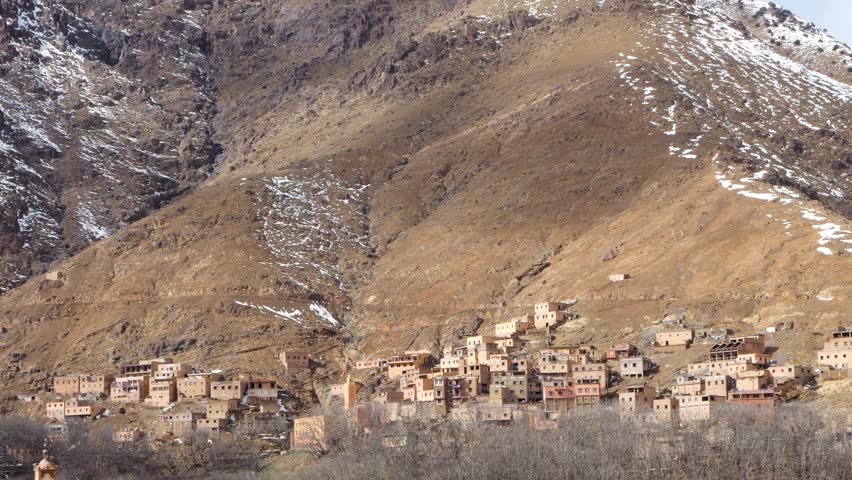 Little Moroccan Town in The High Atlas. Toubkal National .Parc.