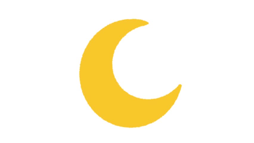 Yellow crescent moon hand-drawn icon. 4K looping animated sticker