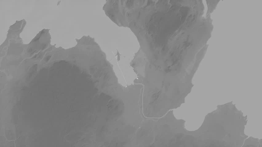 Saint Petersburg region, Russia, extruded. Grayscale map