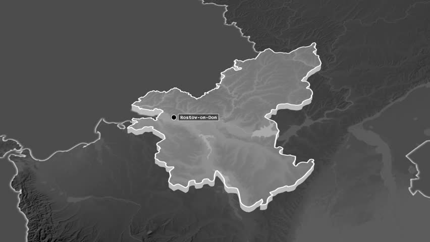 Rostov region, Russia, extruded. Grayscale map