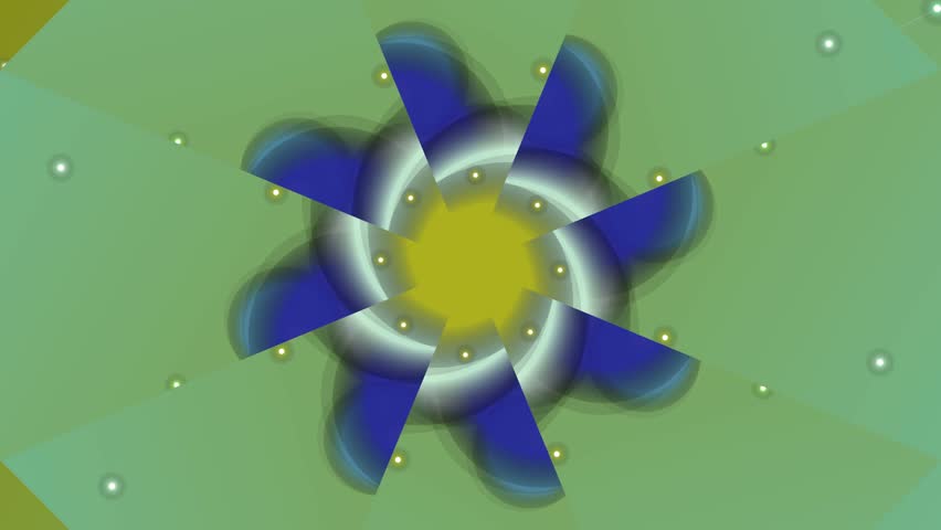 Animated blue flower with yellow center on green