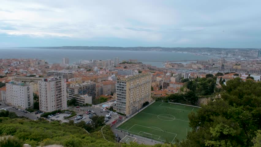 Clouds over the city of Marseille and harbor in a vibrant southern atmosphere