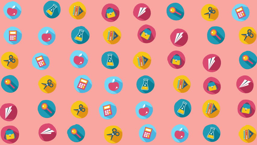 Pattern of school supplies on a pink background suitable for educational, backtoschool designs, stationery, digital backgrounds, and classroom decorations.
