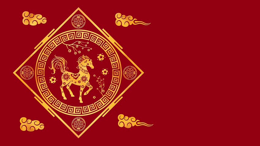 Celebrate the Vibrance of the Chinese New Year of the Horse with Beautifully Illustrated Symbols of Prosperity and Good Fortune, Enriched by Cultural Elements and Traditional Colors. 3D Illustration