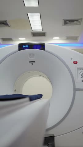 Side view of a PET-CT medical device located in a clinic