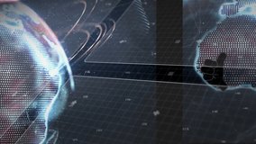 Animation of globe over data processing. Global business and digital interface concept digitally generated video. - Powered by Shutterstock - Get 15% off with code: PIKWIZARD15