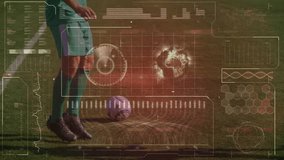 Animation of diverse data processing over legs of diverse male soccer players. global sports, technology, data processing and digital interface concept digitally generated video. - Powered by Shutterstock - Get 15% off with code: PIKWIZARD15