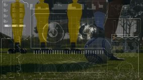 Animation of data processing over legs of diverse male soccer players on sports field. professional soccer training, sport, data processing and digital interface concept digitally generated video. - Powered by Shutterstock - Get 15% off with code: PIKWIZARD15