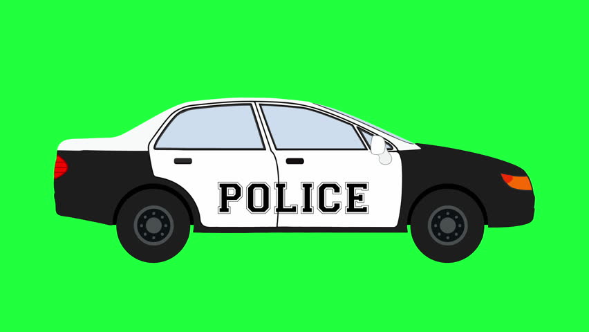 Seamless Loop Vector Police Car Animation on green screen background. Police Car Vector Looping animation. easy to use