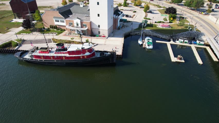 Aerial views during morning hours in Sturgeon Bay, located in Door County Wisconsin.