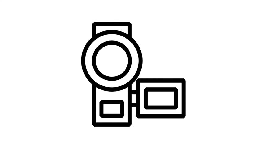 Video camera camcorder animation icon. Professional video camera camcorder animation for digital recording, filmmaking, and capturing high definition motion footage.